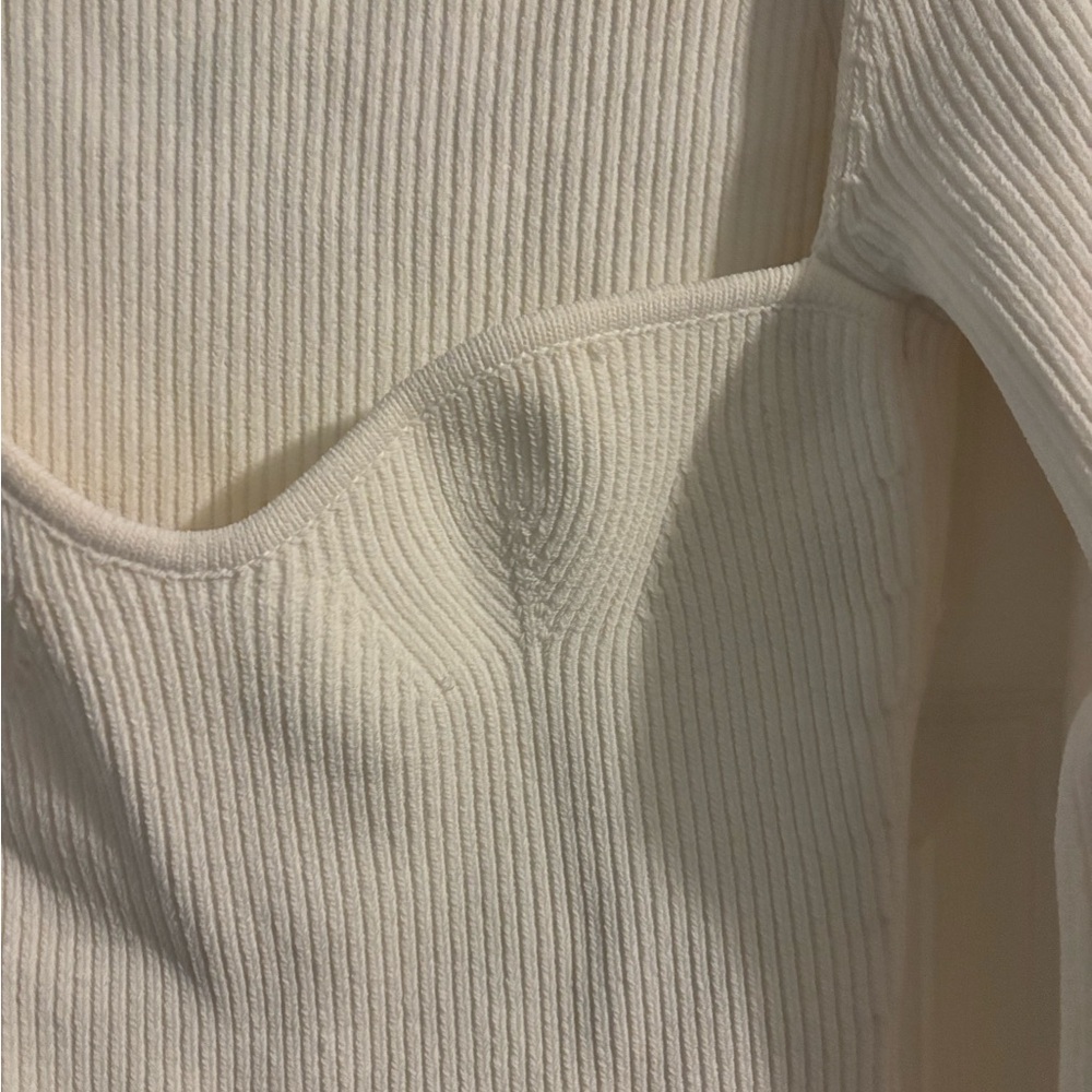 Pixie Market White Ribbed Knit Top - Picture 4 of 12